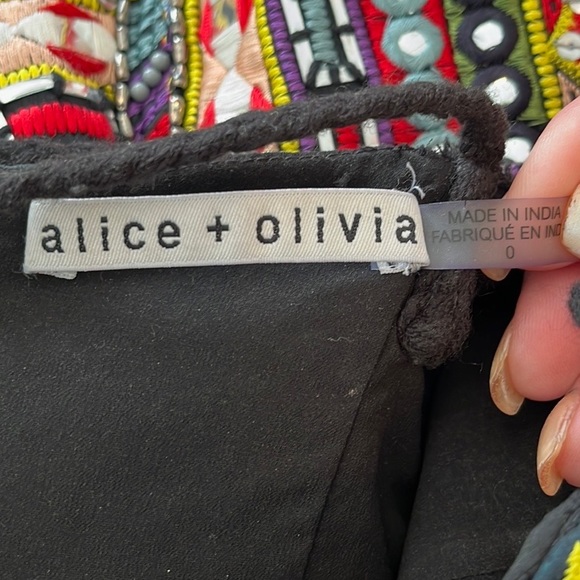 Alice + Olivia Tayla Embroidered Mini Dress 0 - Picture 5 of 6